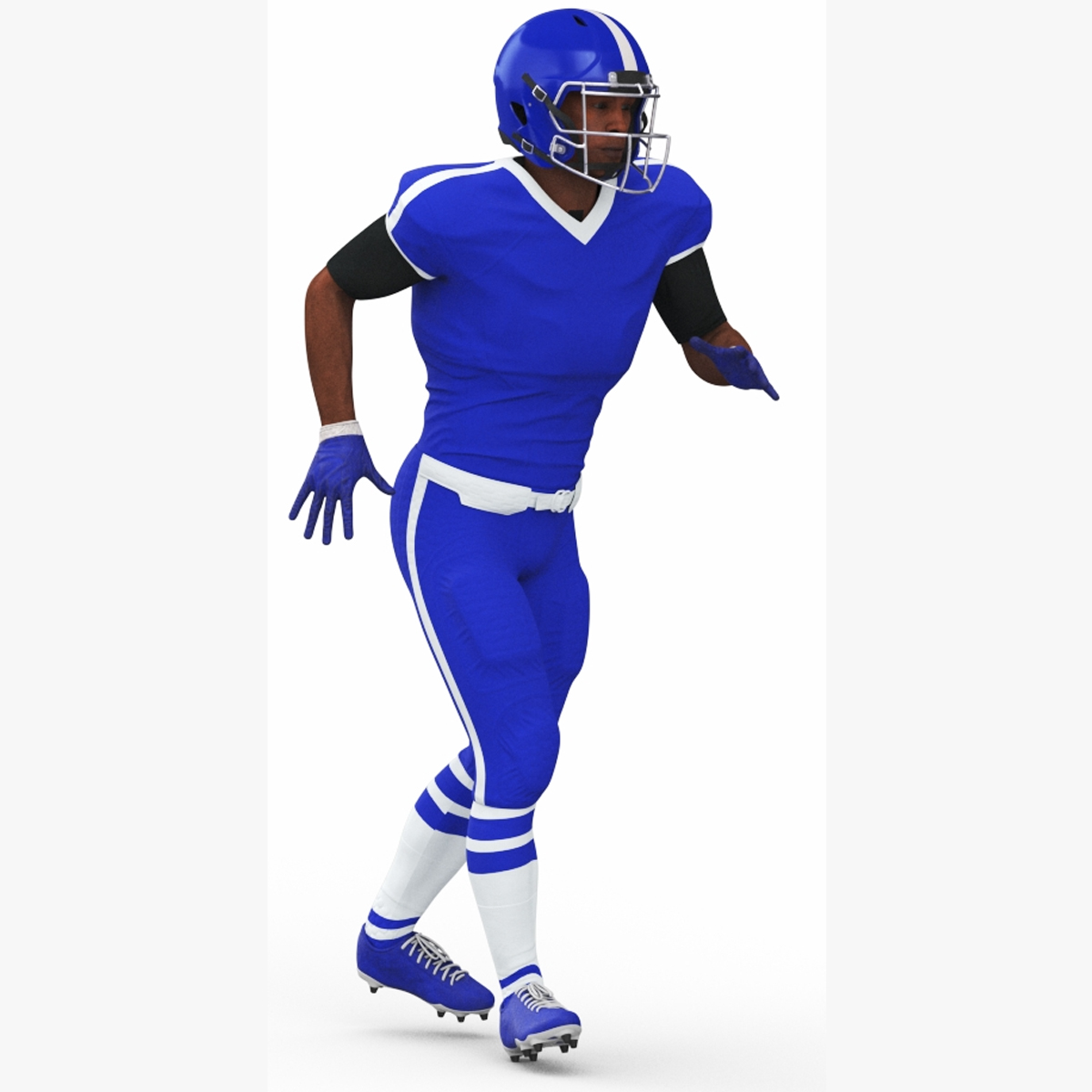 Blue Uniform Black Man Football Player Rigged for Cinema 4D 3D model