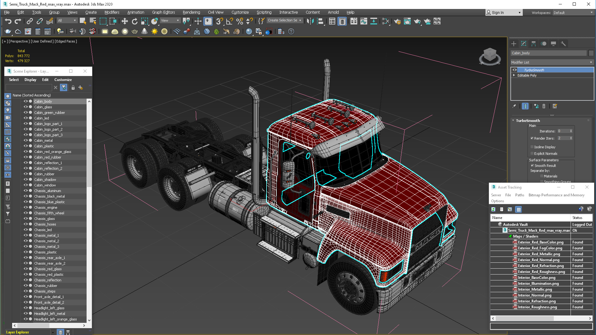 Semi Truck Mack Red 3D model