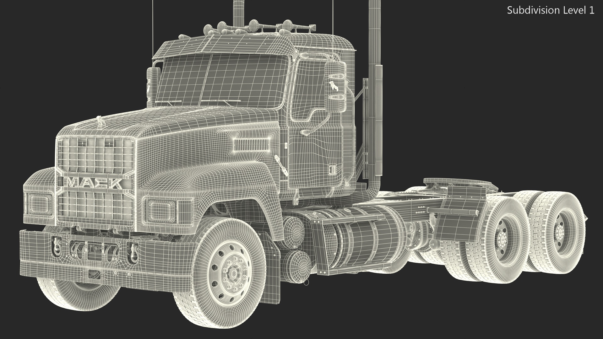 Semi Truck Mack Red 3D model