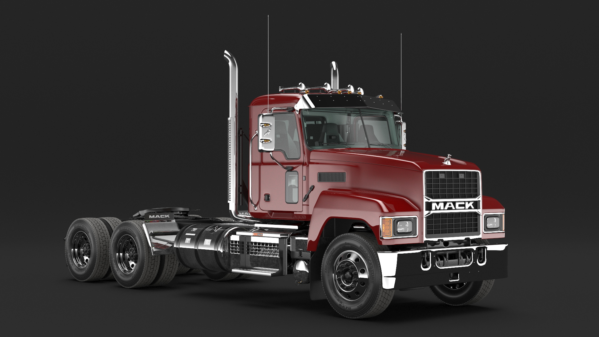 Semi Truck Mack Red 3D model