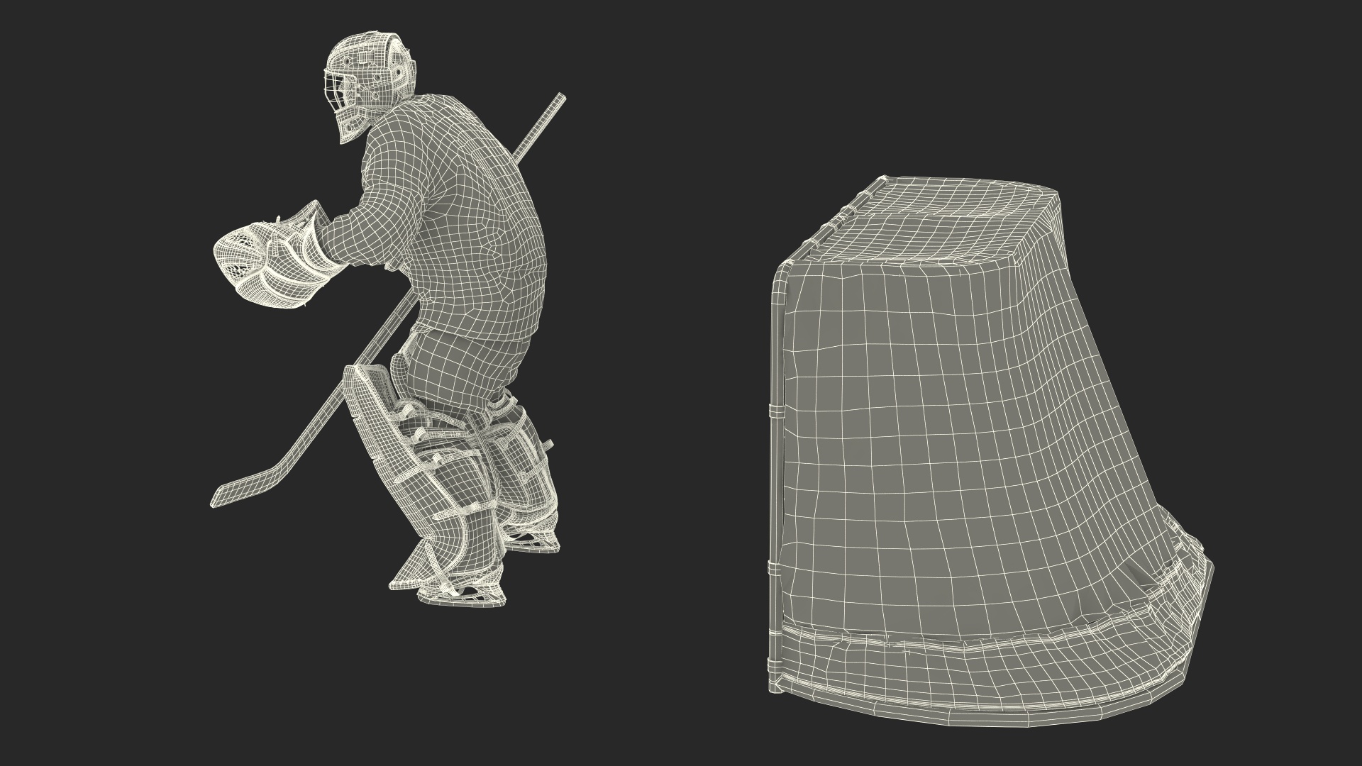 Hockey Goal Target NHL and Goalkeeper 3D