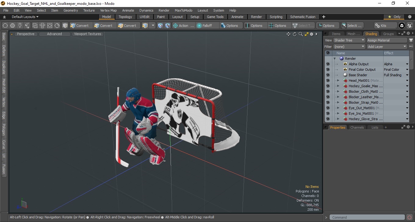 Hockey Goal Target NHL and Goalkeeper 3D
