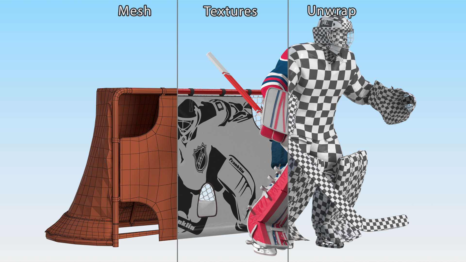 Hockey Goal Target NHL and Goalkeeper 3D