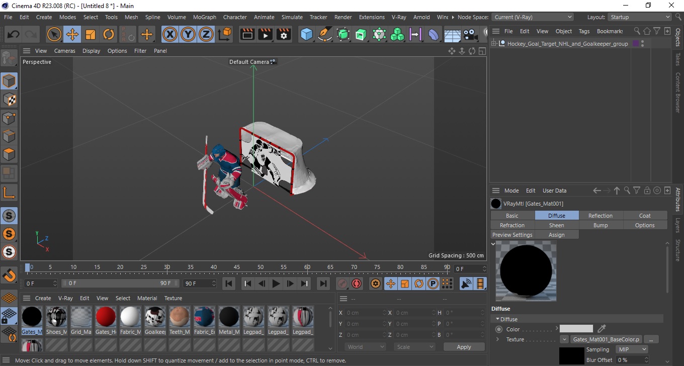 Hockey Goal Target NHL and Goalkeeper 3D
