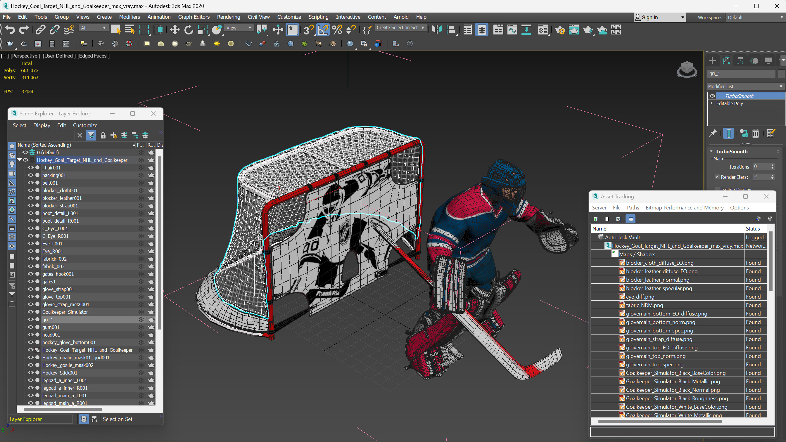 Hockey Goal Target NHL and Goalkeeper 3D
