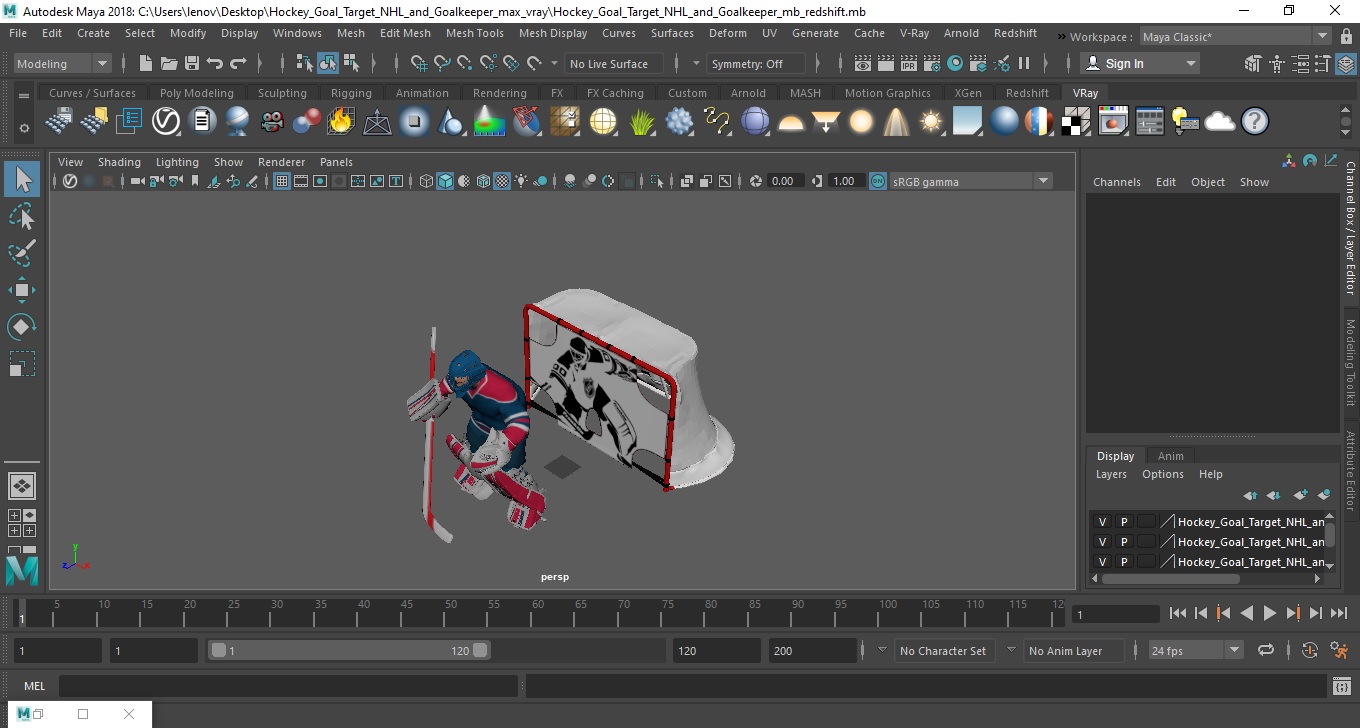 Hockey Goal Target NHL and Goalkeeper 3D