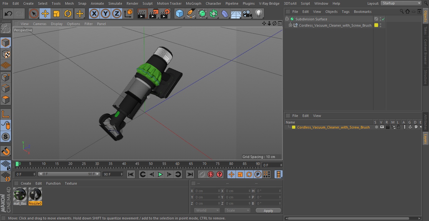 3D model Cordless Vacuum Cleaner with Screw Brush