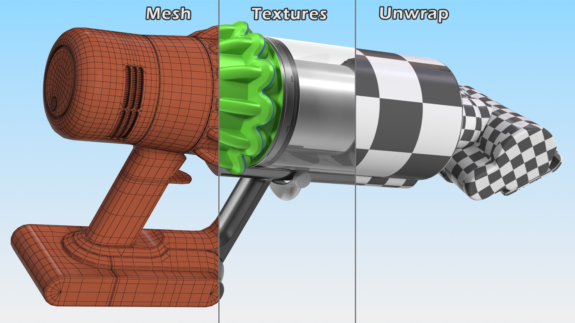 3D model Cordless Vacuum Cleaner with Screw Brush