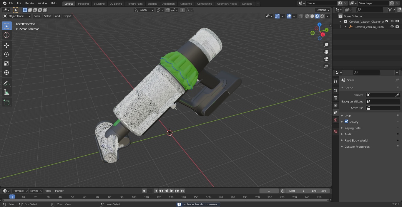 3D model Cordless Vacuum Cleaner with Screw Brush
