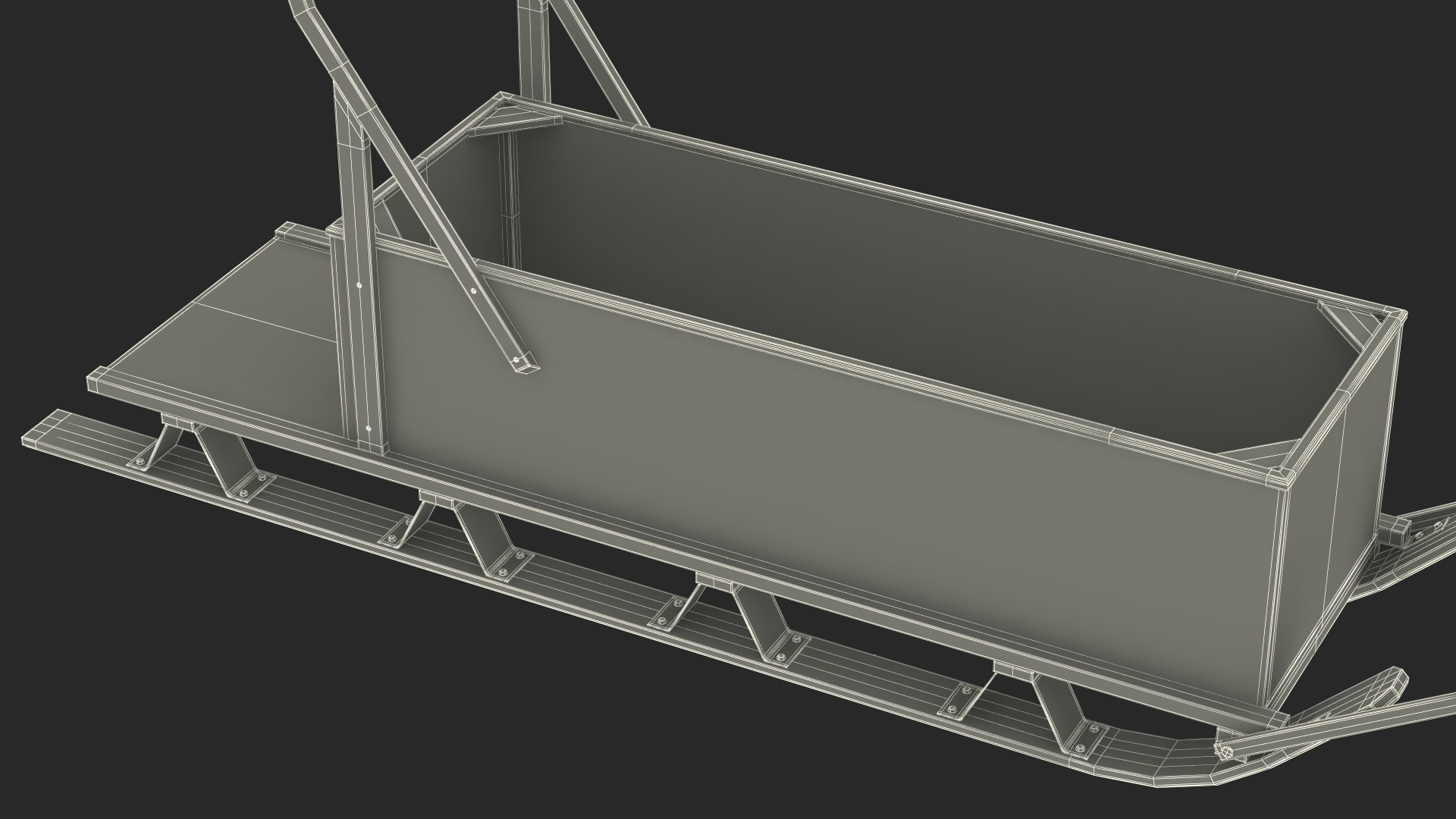 3D model Snowmobile whith Box Freight Sled Rigged