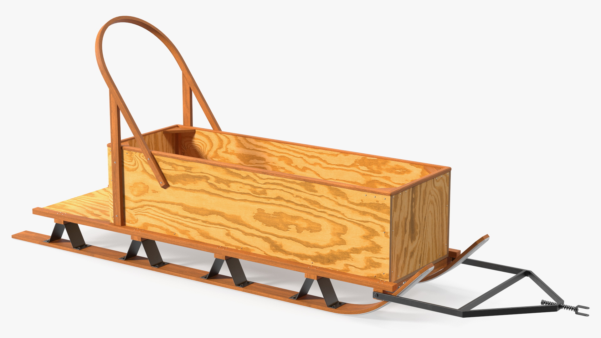 3D model Snowmobile whith Box Freight Sled Rigged