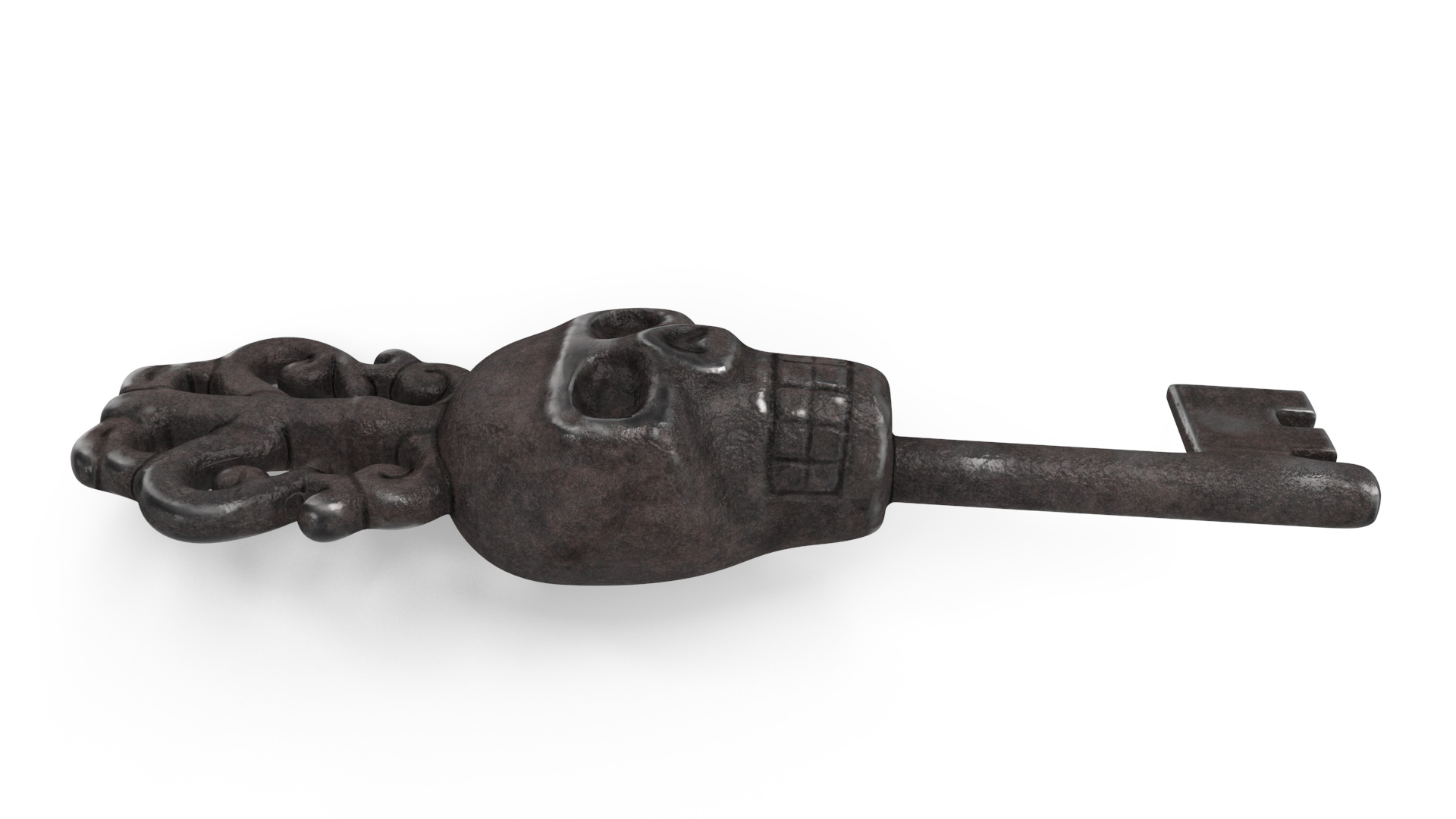 Ornate Skull Gothic Key Steel 3D model