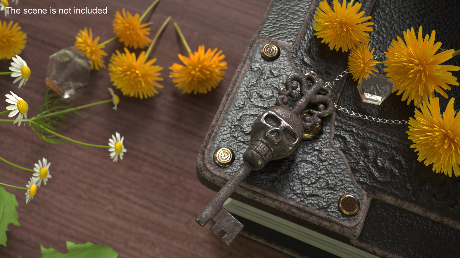 Ornate Skull Gothic Key Steel 3D model