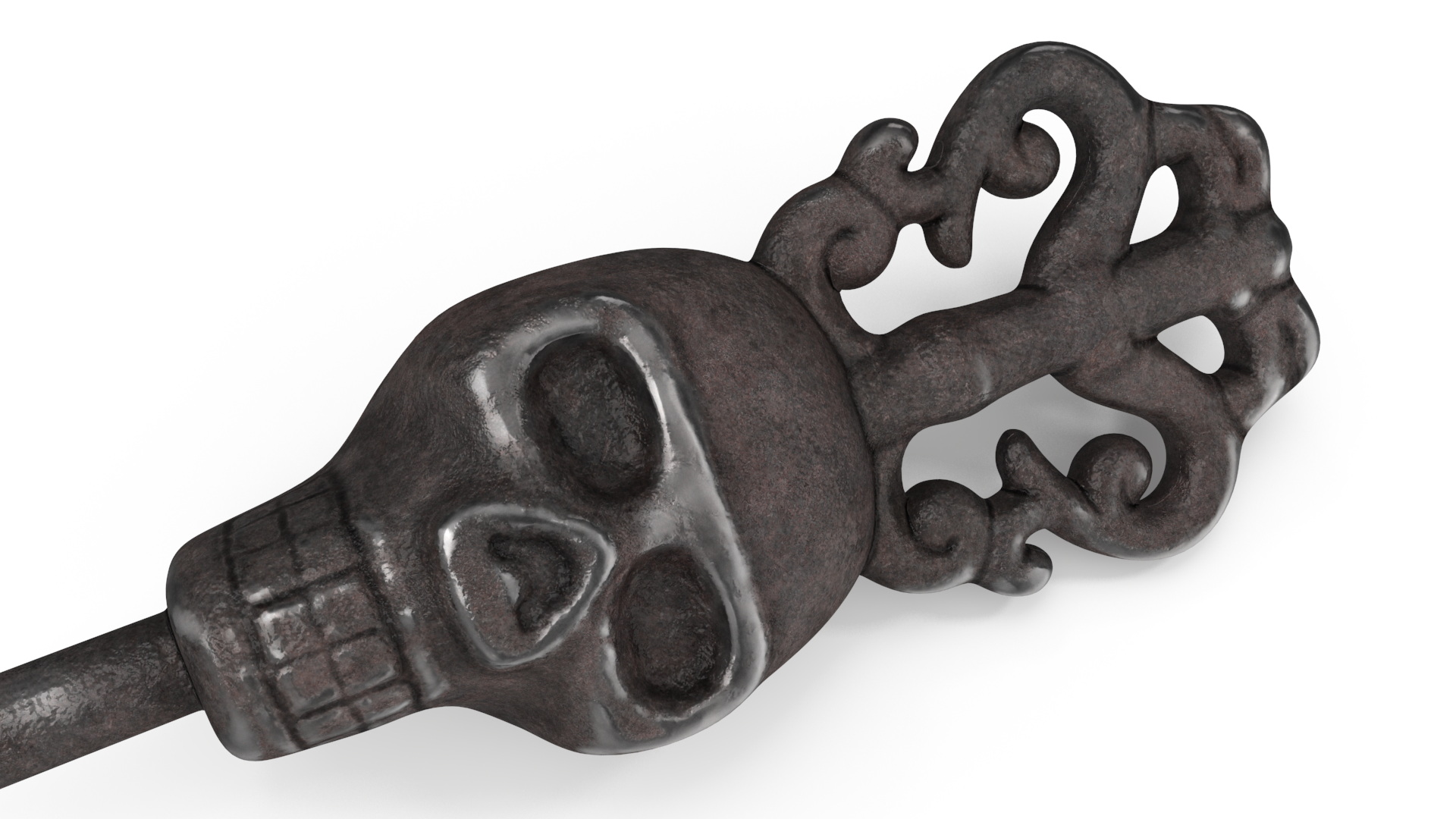 Ornate Skull Gothic Key Steel 3D model