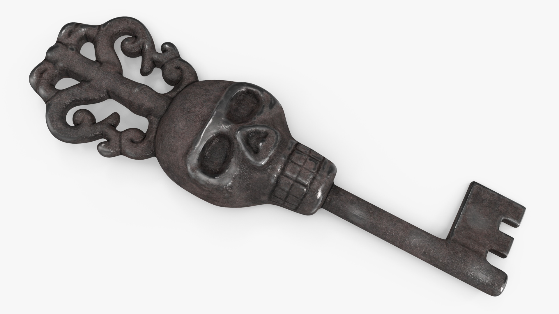 Ornate Skull Gothic Key Steel 3D model