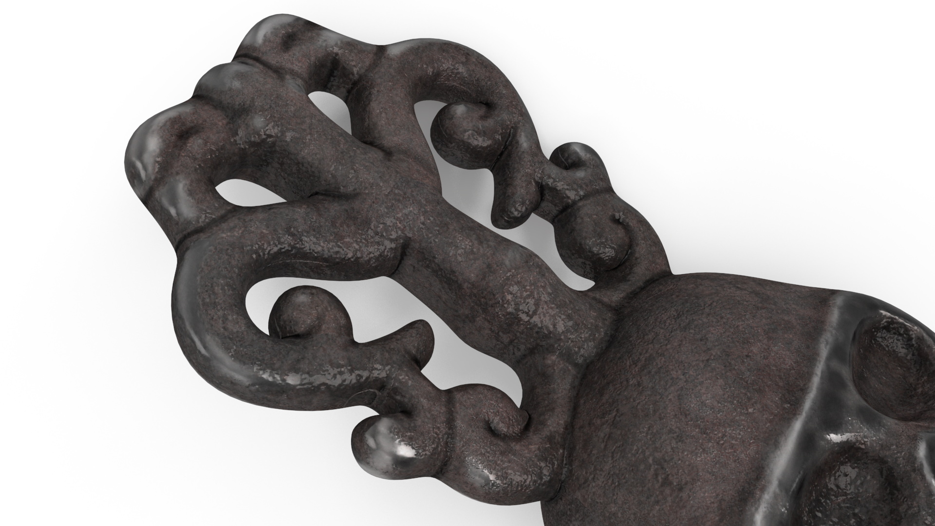 Ornate Skull Gothic Key Steel 3D model