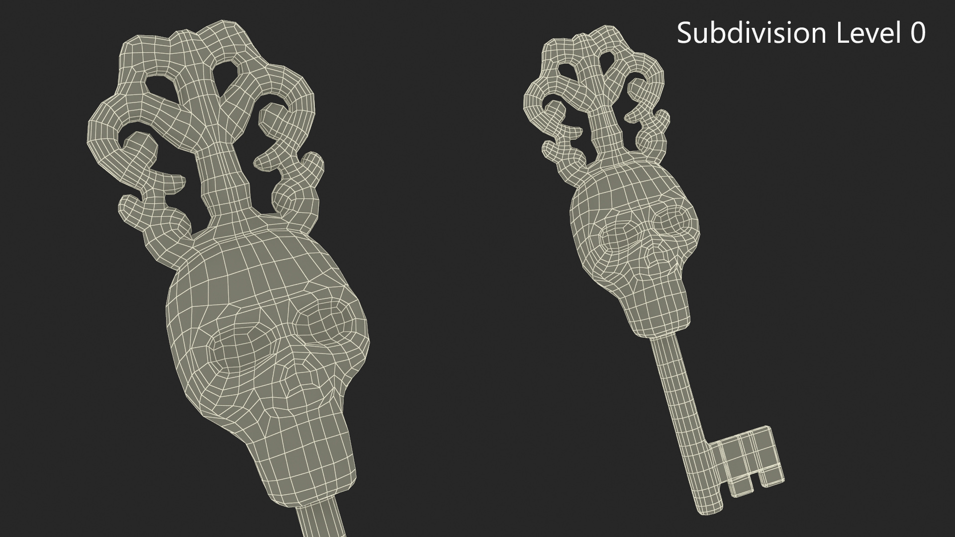 Ornate Skull Gothic Key Steel 3D model