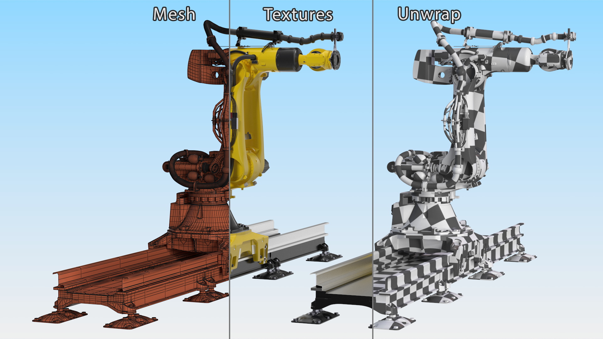 Robotic Arm Yellow on Rails 3D