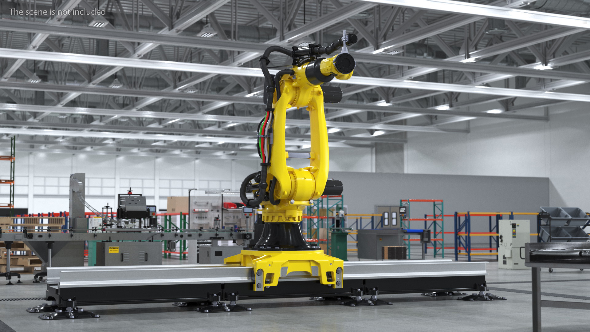 Robotic Arm Yellow on Rails 3D