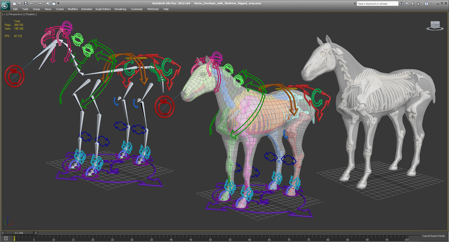 3D model Horse Envelope with Skeleton Rigged