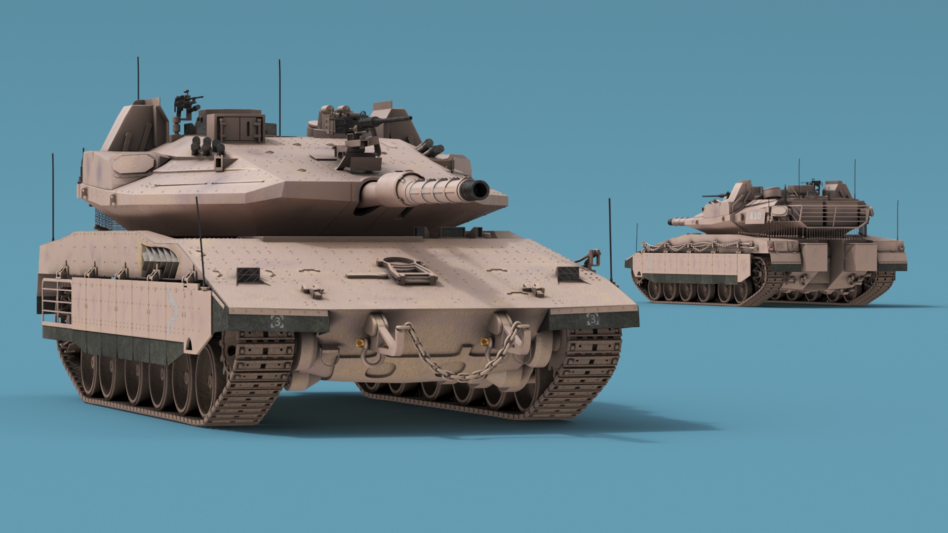 Dirty Israeli Tank Merkava 5 Beige 3D model