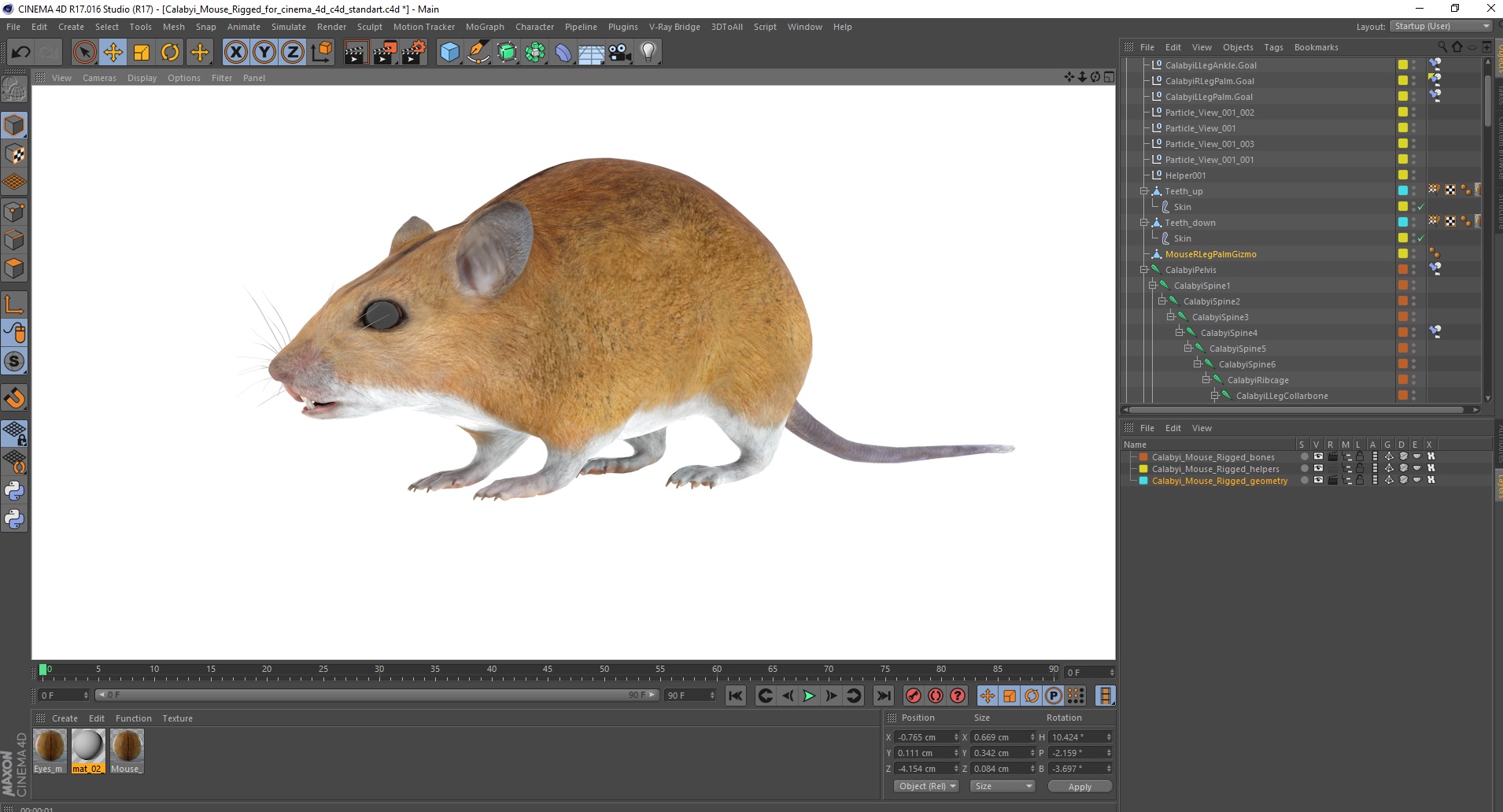 Calabyi Mouse Rigged for Cinema 4D 3D model