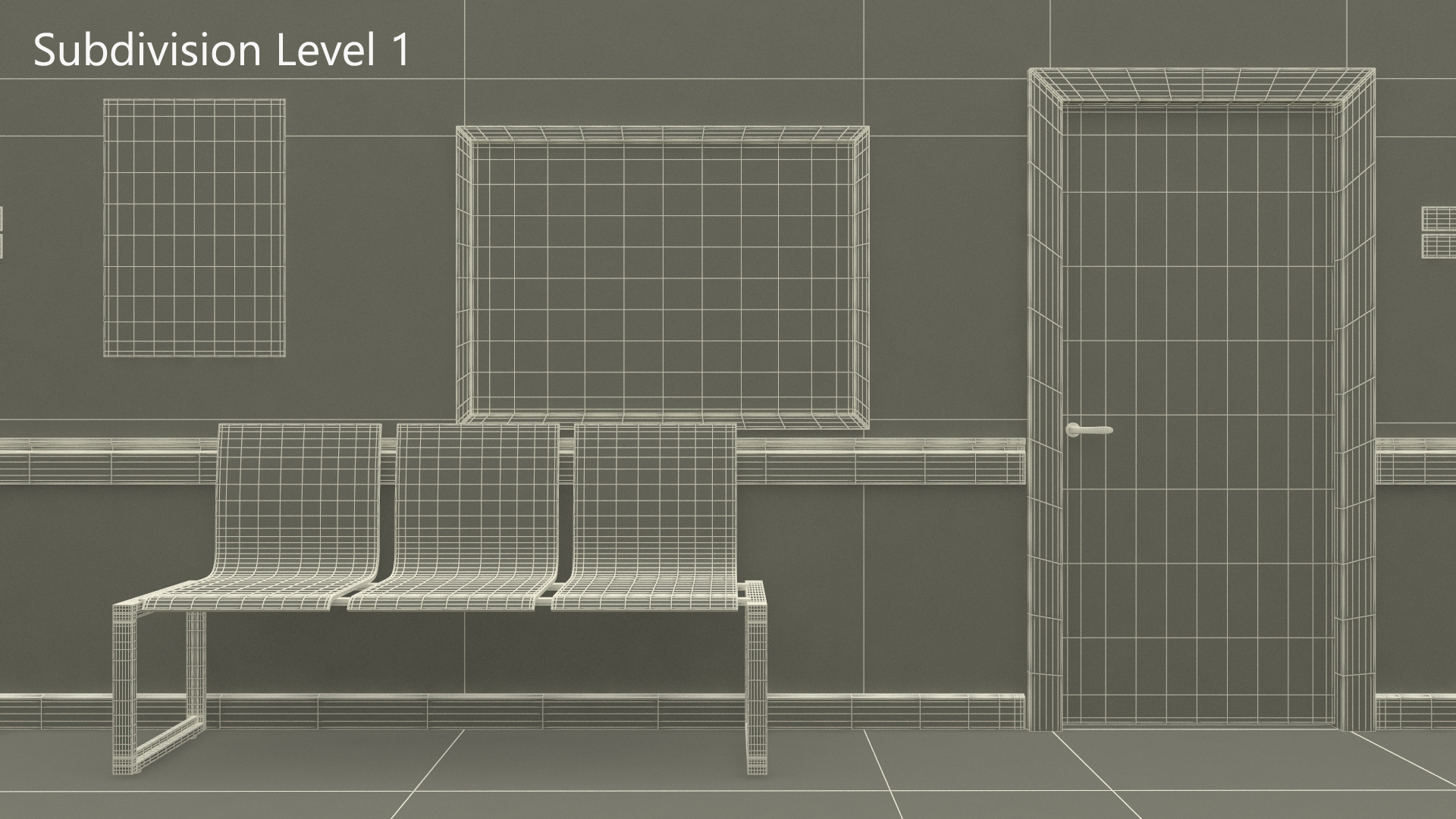 Hospital Hallway Corridor Corner 3D