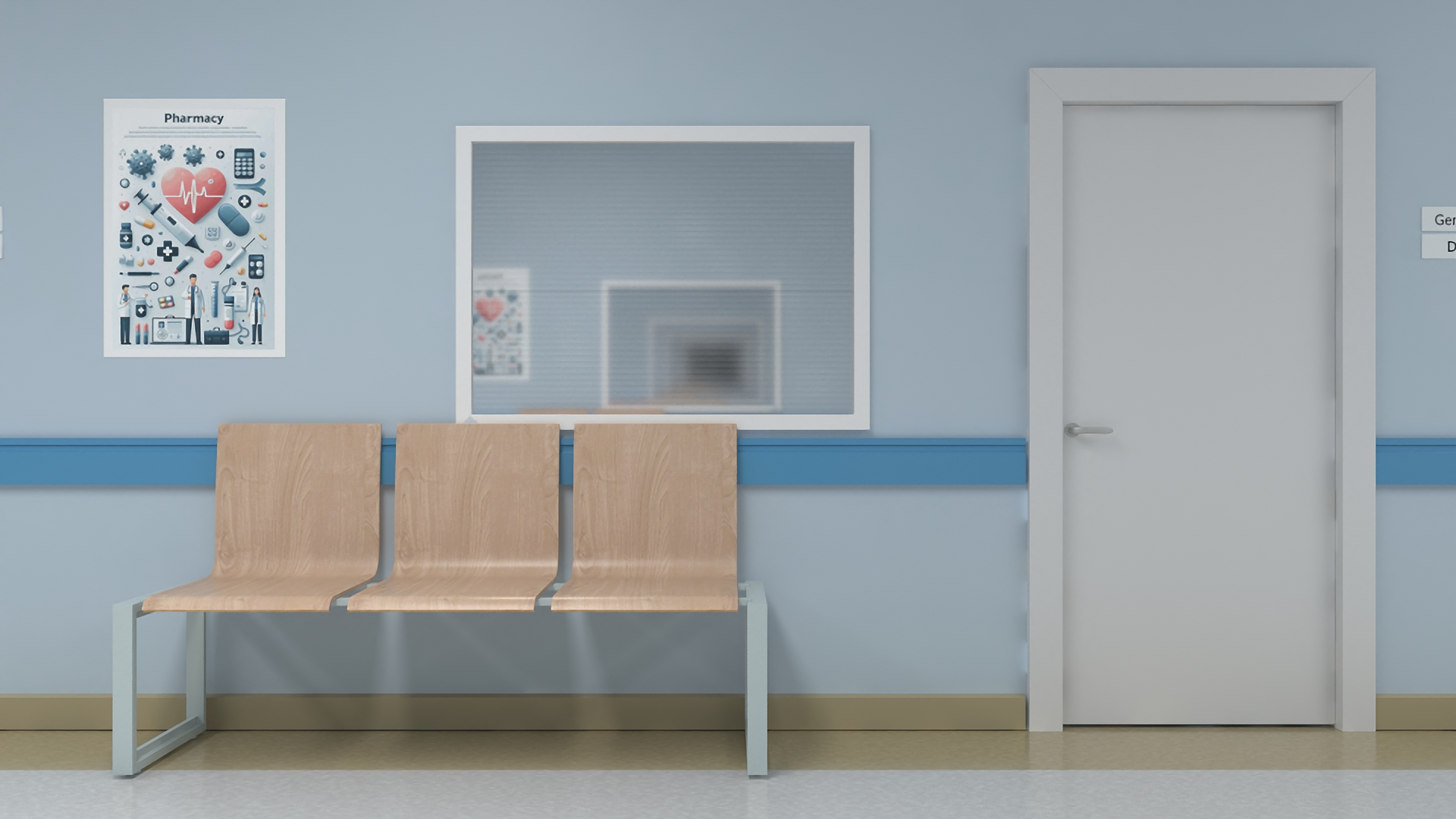 Hospital Hallway Corridor Corner 3D