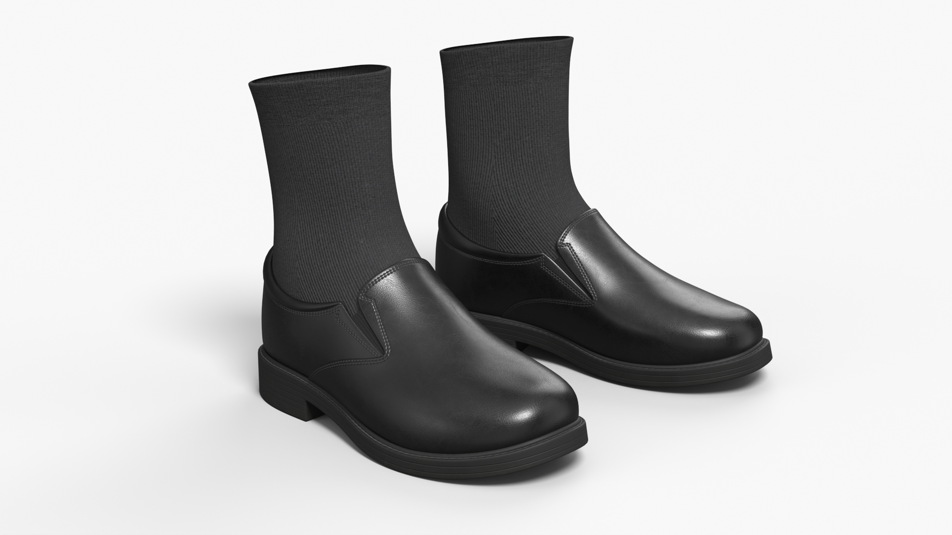 Boys Slip On Loafers with Socks Black