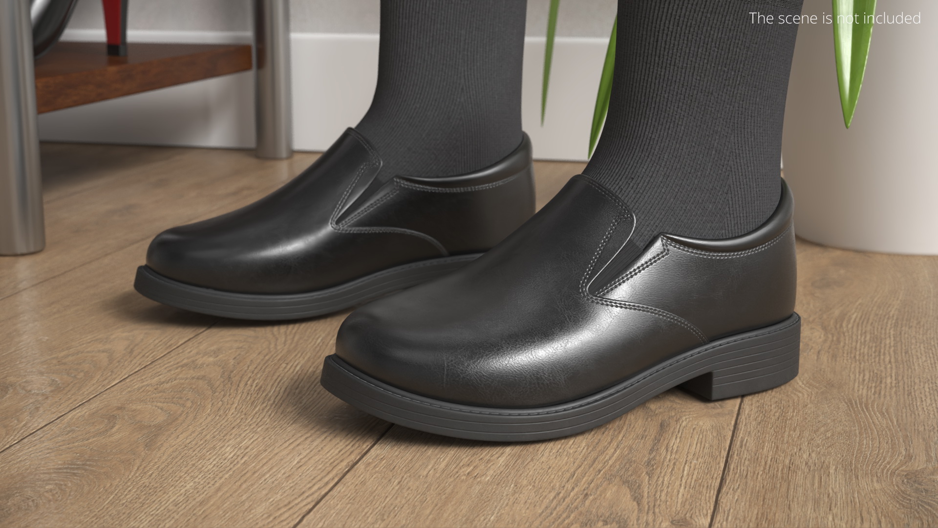 Boys Slip On Loafers with Socks Black, view 2