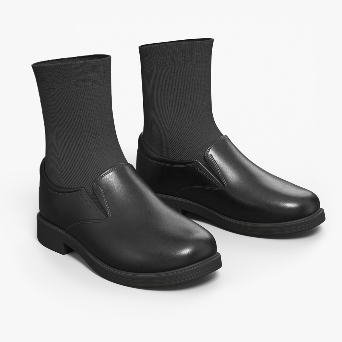 Boys Slip On Loafers with Socks Black 3D model preview