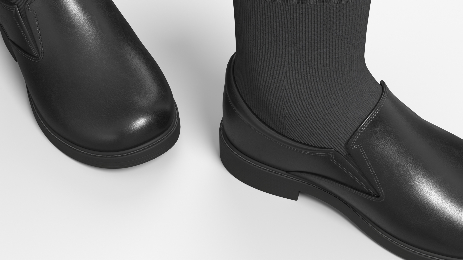 Boys Slip On Loafers with Socks Black, view 4