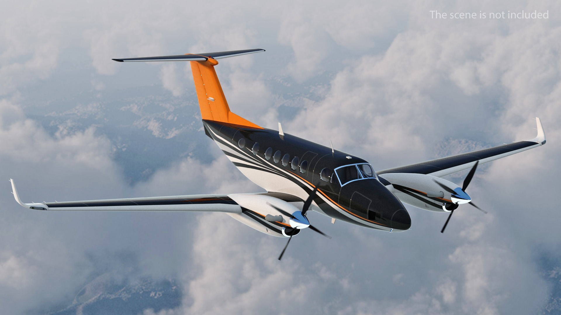 Twin Turboprop Civil Utility Aircraft Rigged 3D model