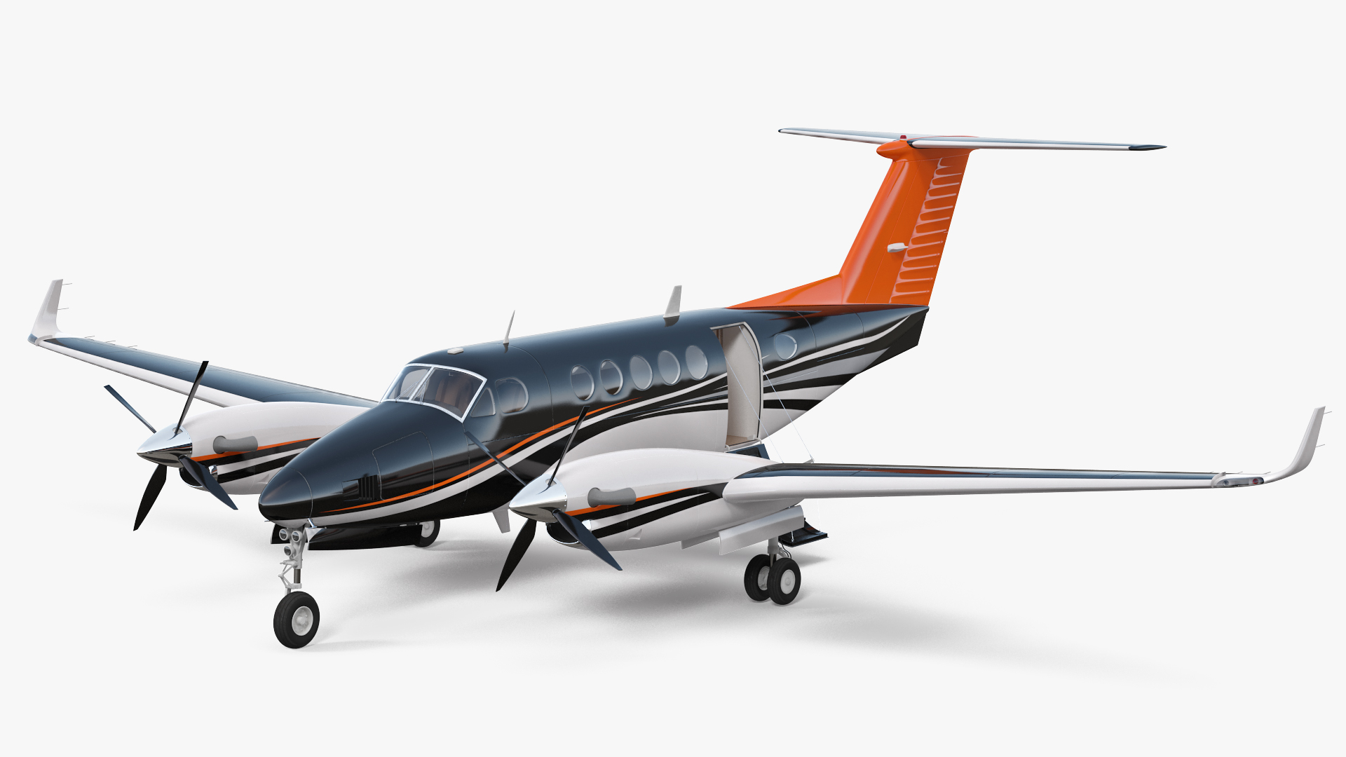 Twin Turboprop Civil Utility Aircraft Rigged 3D model
