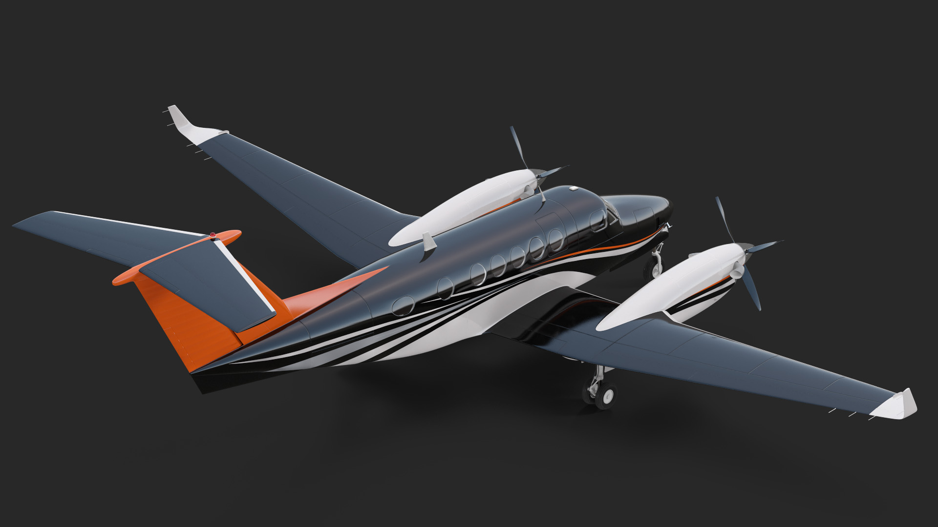Twin Turboprop Civil Utility Aircraft Rigged 3D model