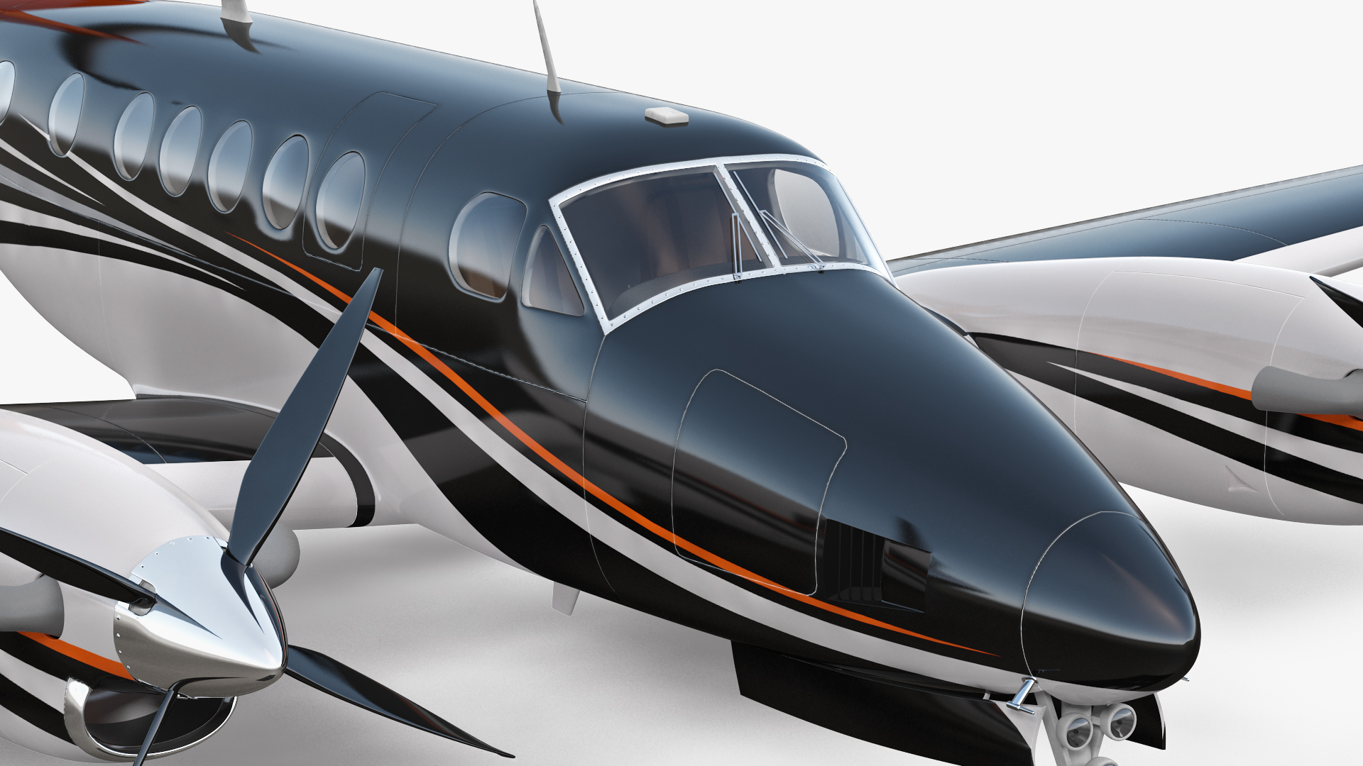 Twin Turboprop Civil Utility Aircraft Rigged 3D model