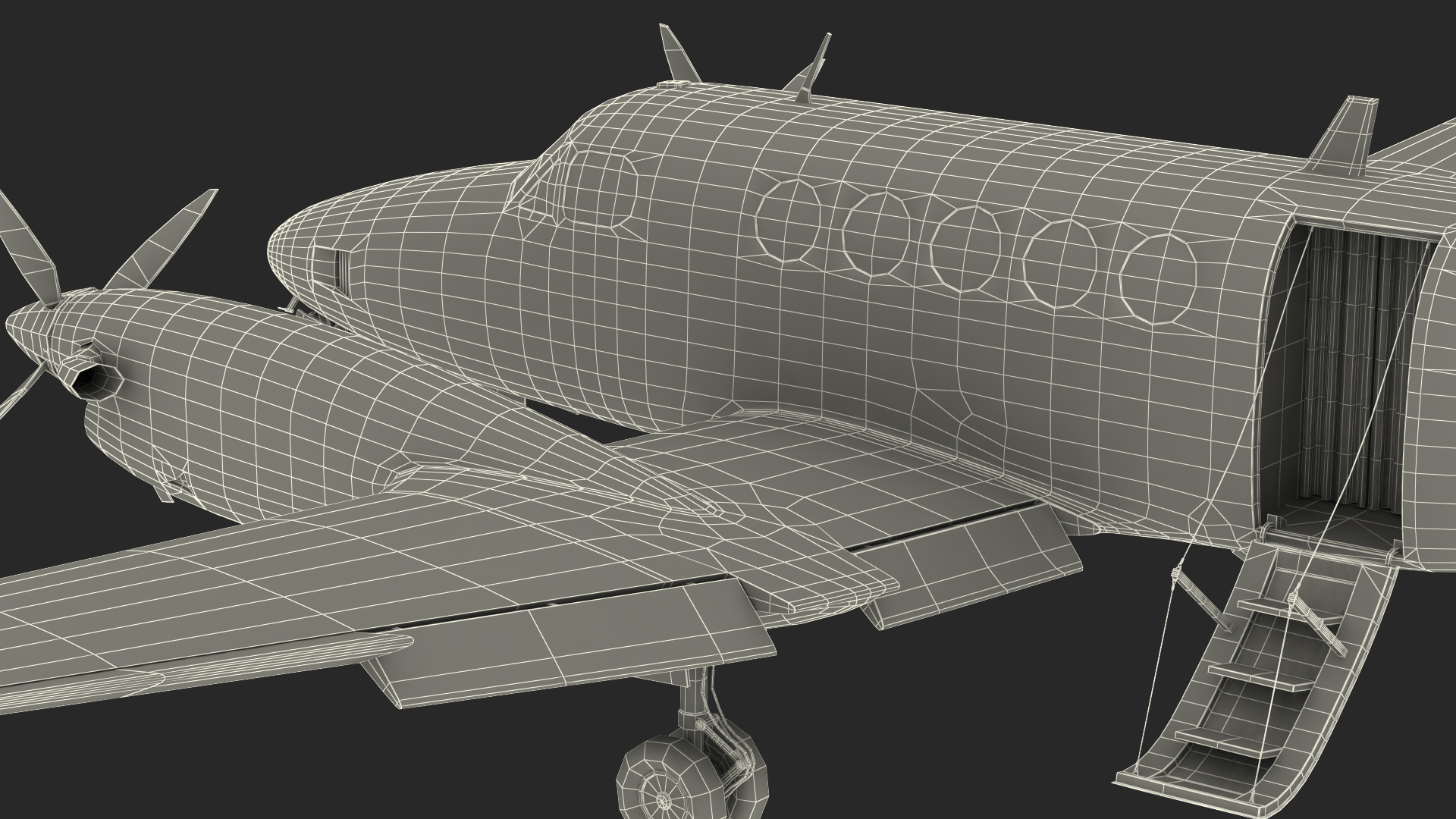 Twin Turboprop Civil Utility Aircraft Rigged 3D model