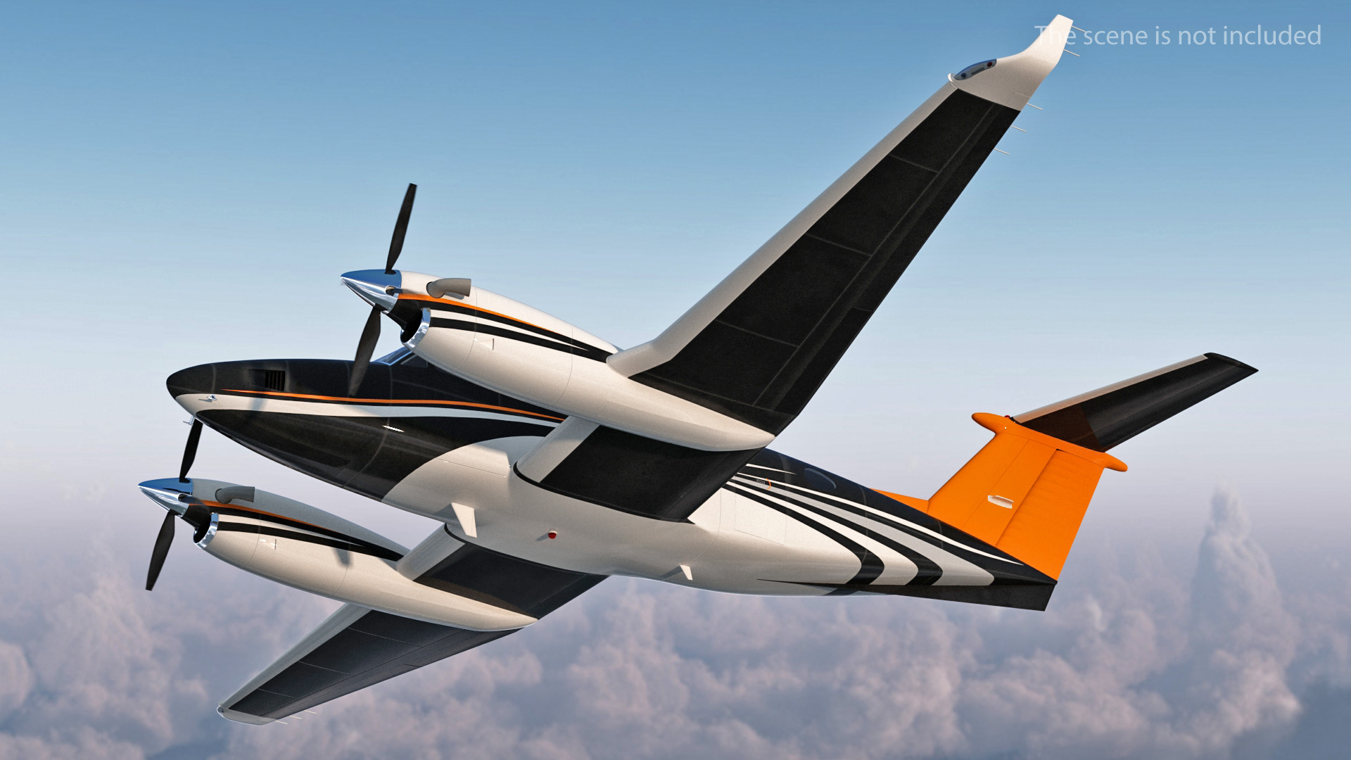 Twin Turboprop Civil Utility Aircraft Rigged 3D model