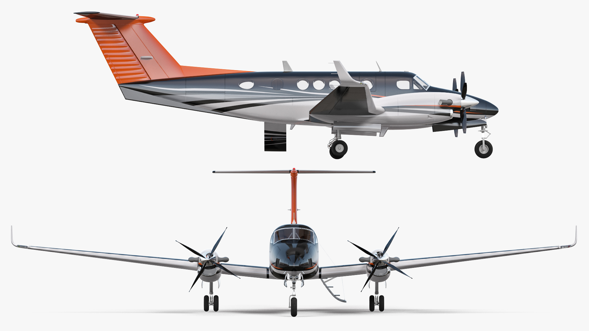 Twin Turboprop Civil Utility Aircraft Rigged 3D model