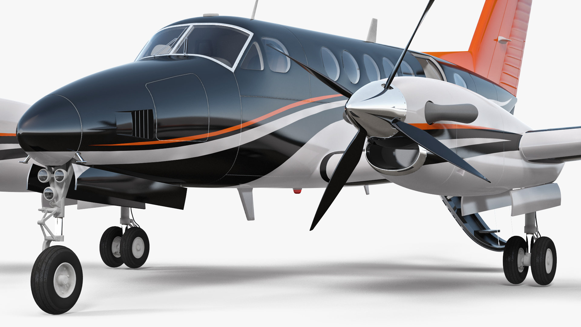 Twin Turboprop Civil Utility Aircraft Rigged 3D model