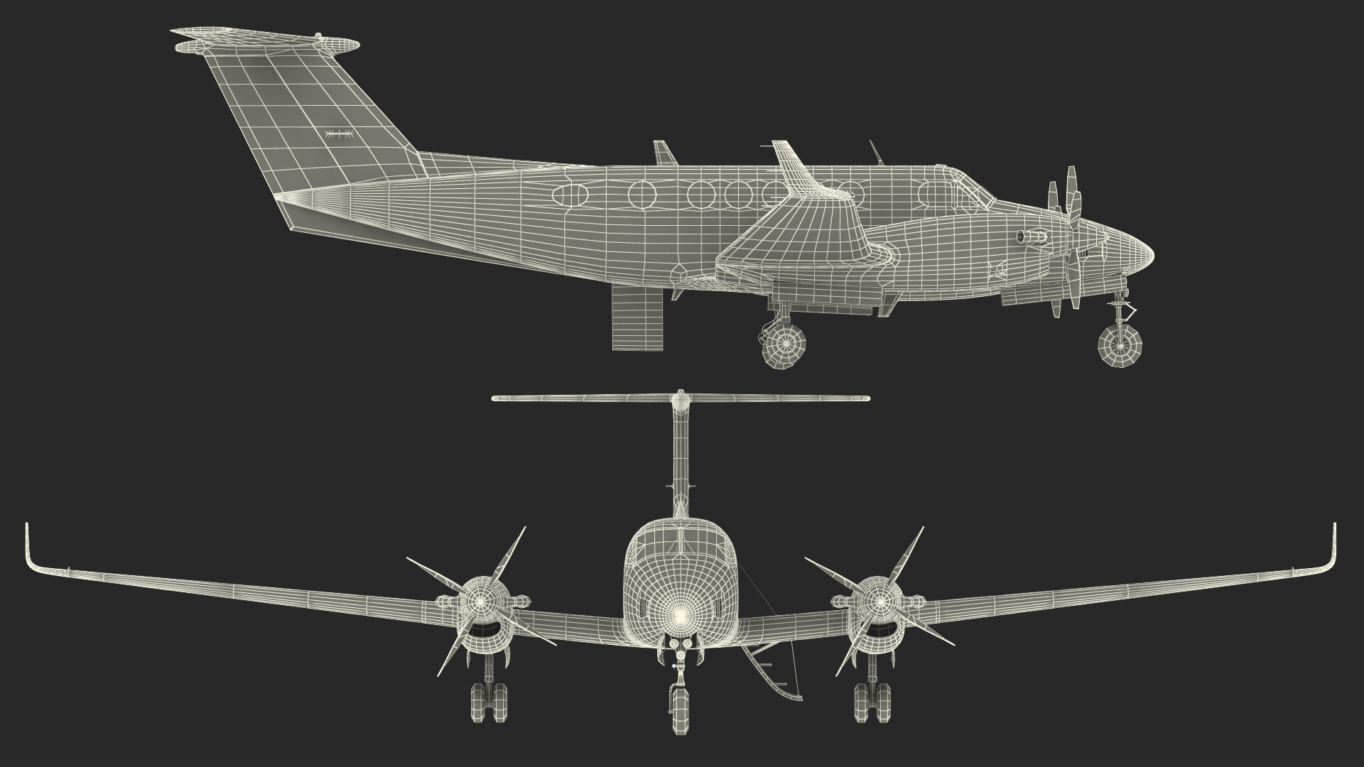 Twin Turboprop Civil Utility Aircraft Rigged 3D model