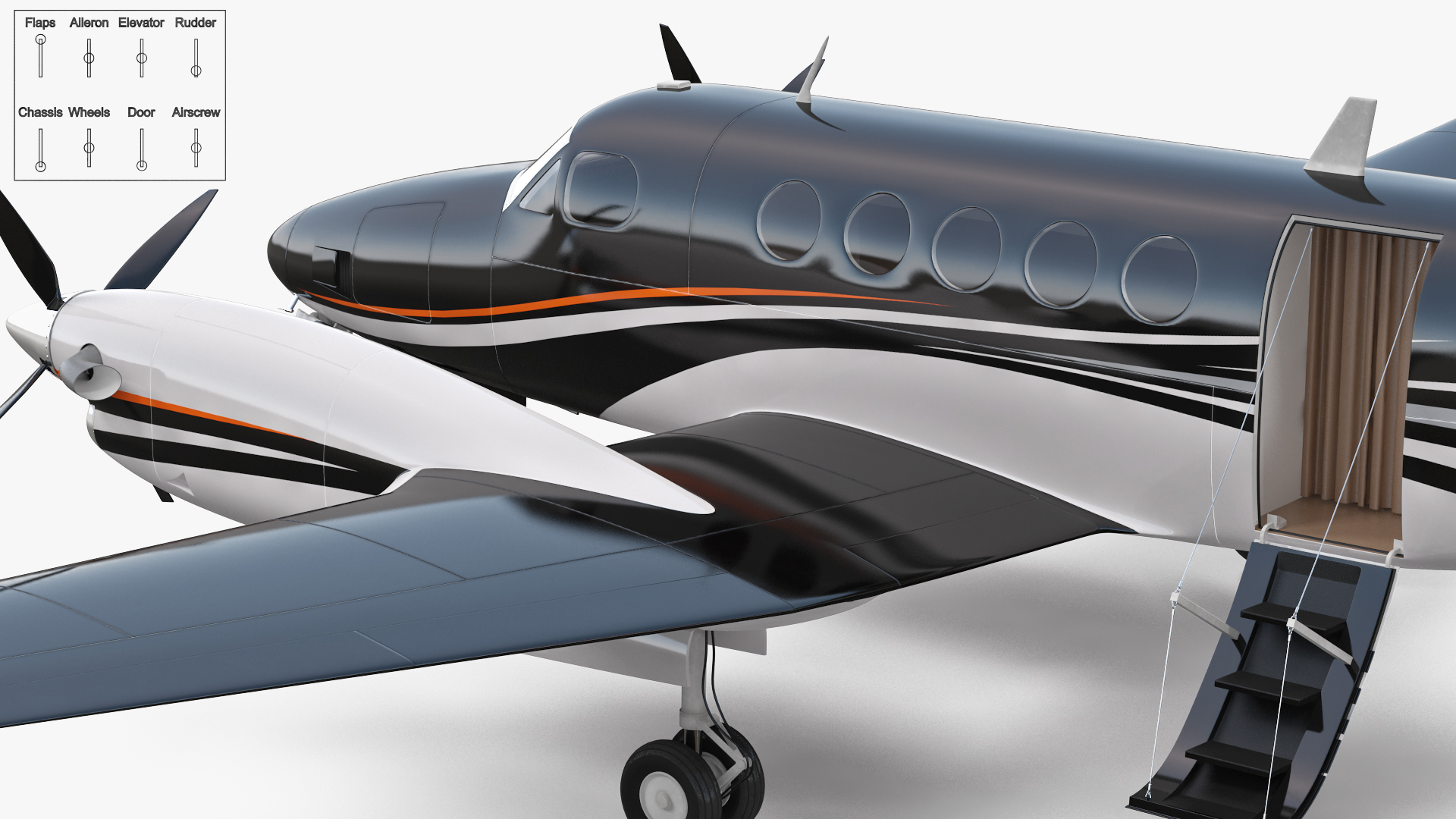 Twin Turboprop Civil Utility Aircraft Rigged 3D model