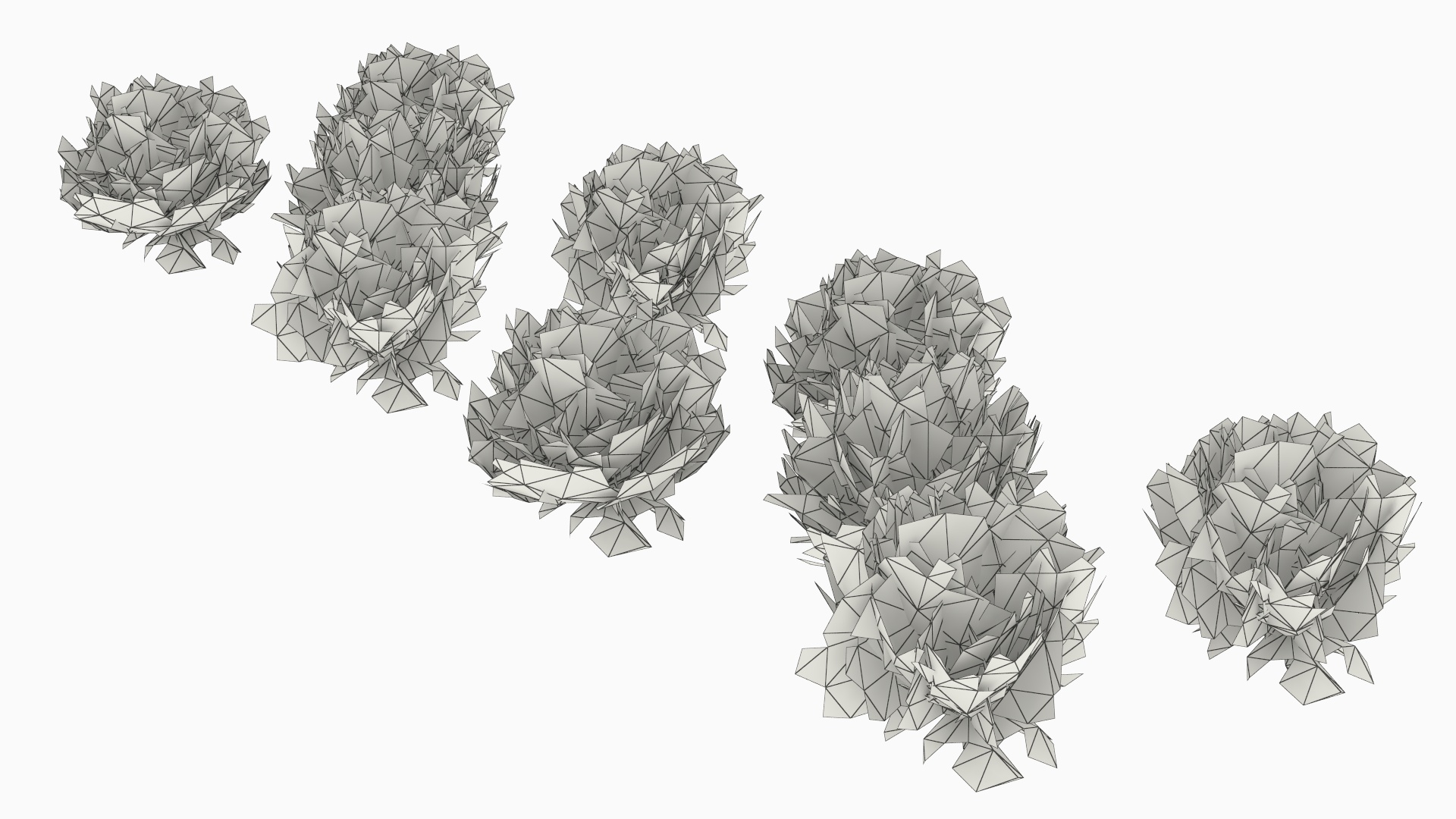 Wild Brush Vegetation with Dry Shrubs Set Low Poly - view 8