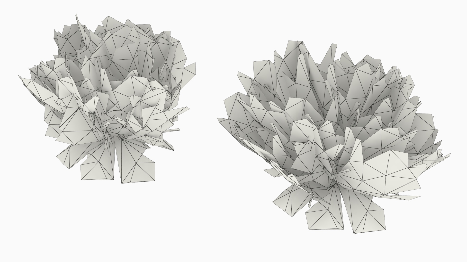 Wild Brush Vegetation with Dry Shrubs Set Low Poly - view 9