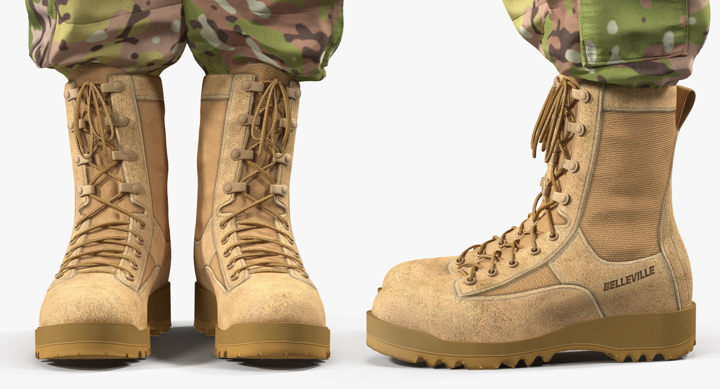 3D US Soldier Standing at Attention ACU Camo