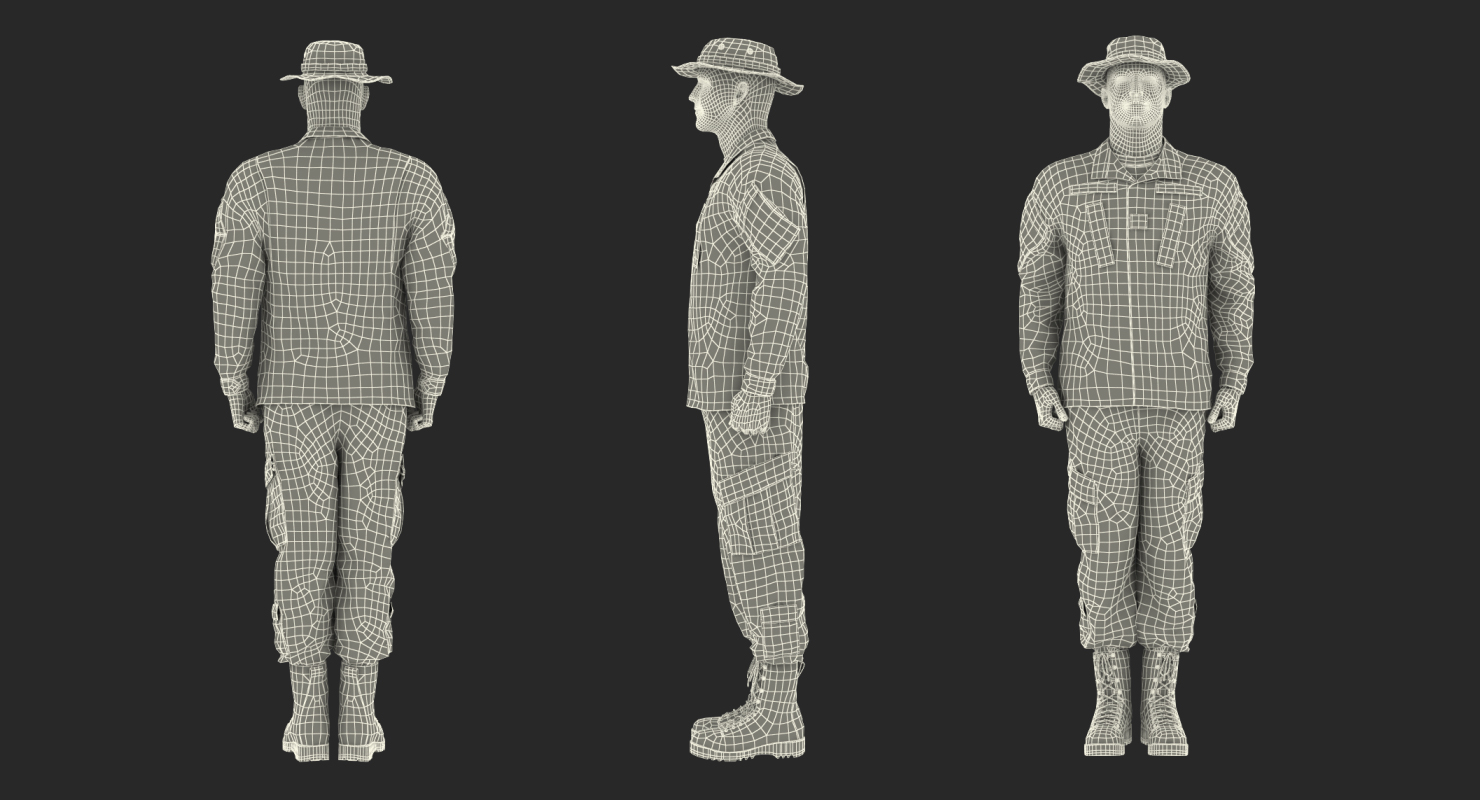 3D US Soldier Standing at Attention ACU Camo