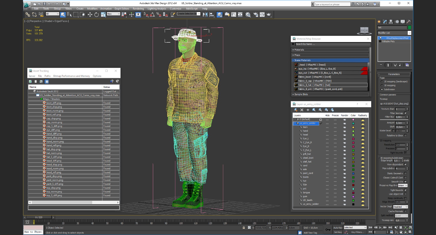 3D US Soldier Standing at Attention ACU Camo