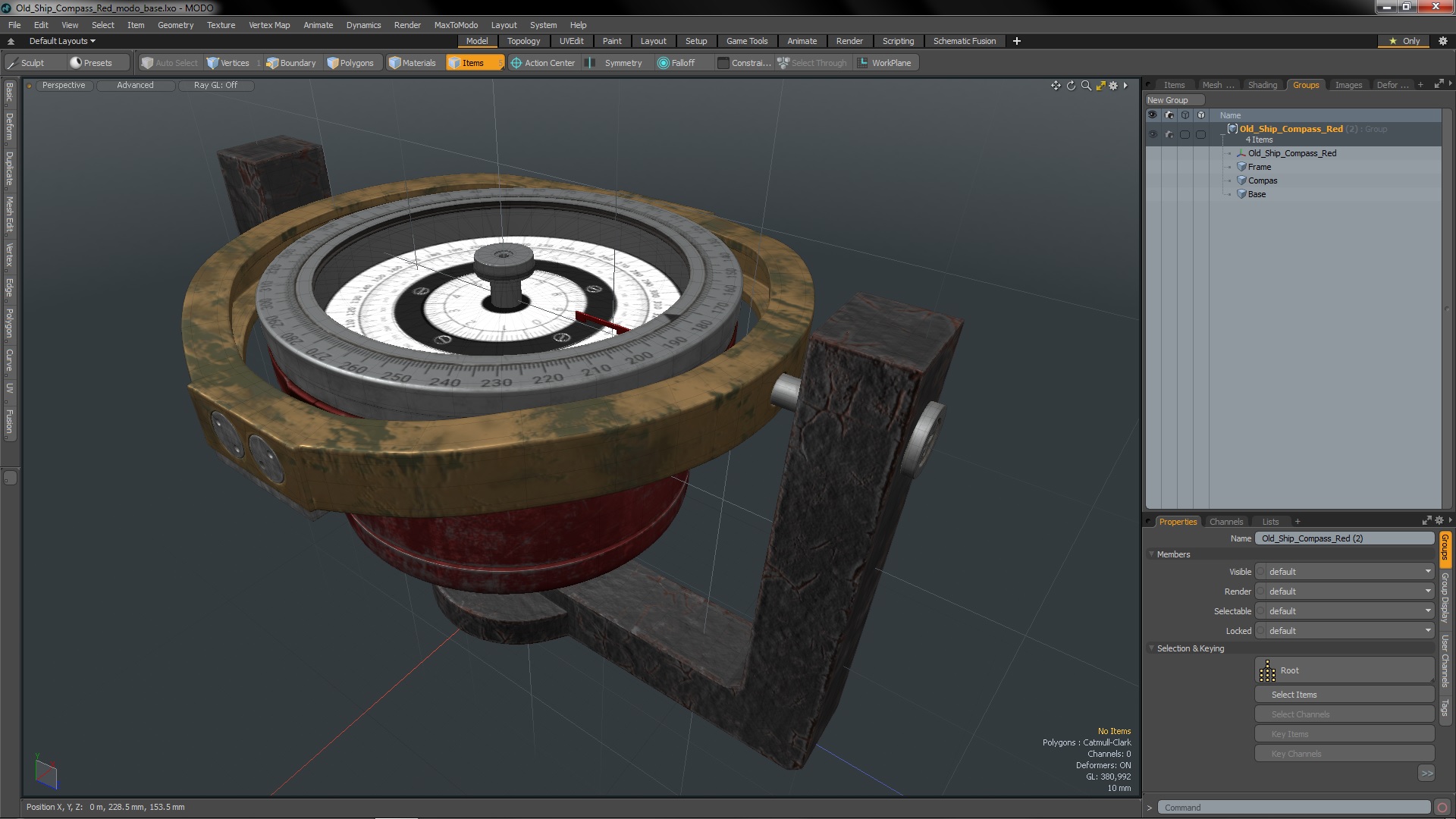 3D model Old Ship Compass Red