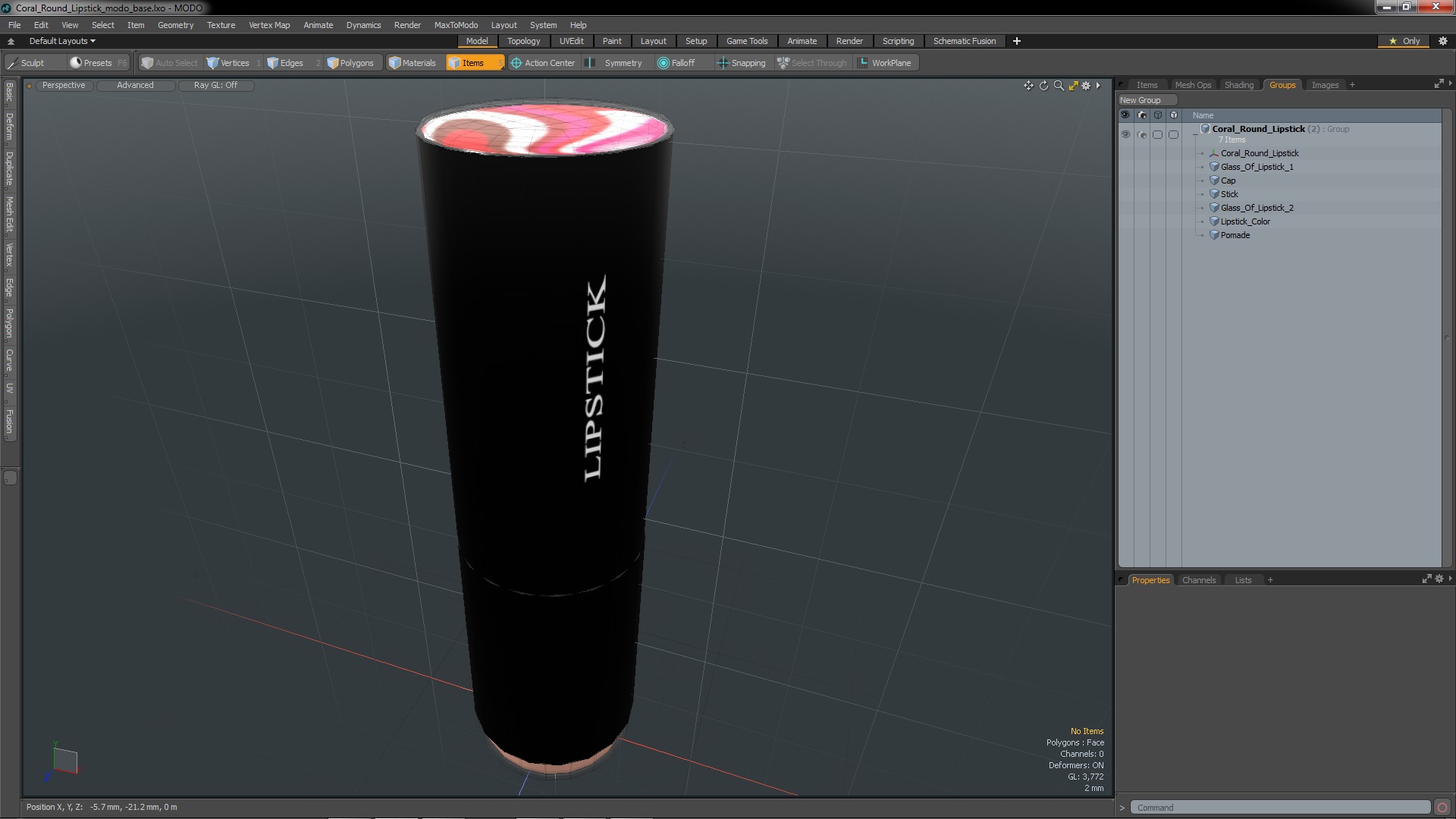 3D model Coral Round Lipstick