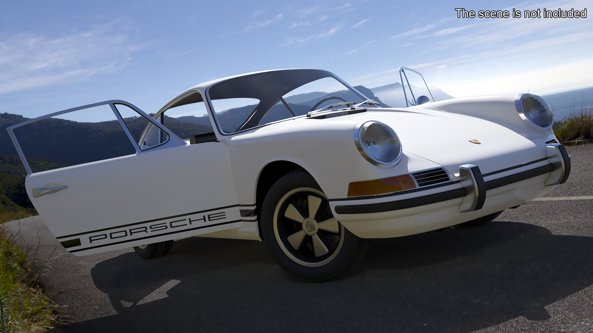 White Porsche 911 1968 Rigged 3D model
